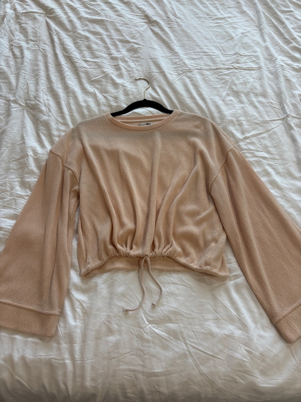 Amuse Society Knit Drawstring Hem Sweatshirt - Beige